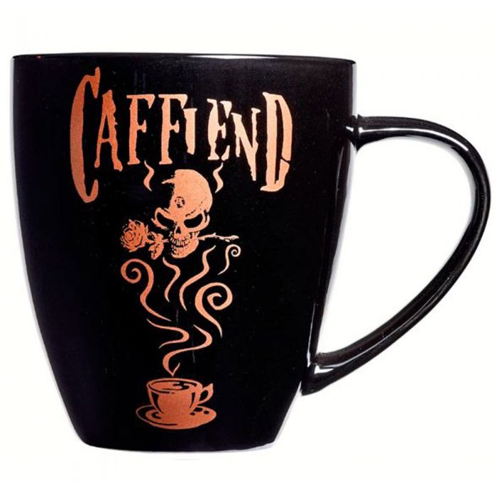 Black Porcelain 'Caffiend' Mug