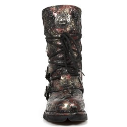 Red Vintage Flower Leather New Rock Comfort Light Boots