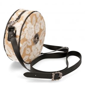 Mother of Pearl Synthetic Floral Round Shoulder Bag