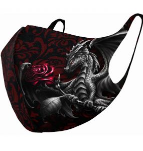 Black and Red 'Dragon Rose' Face Mask