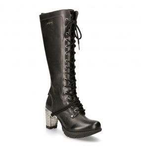Black Itali Leather New Rock Trail High Boots