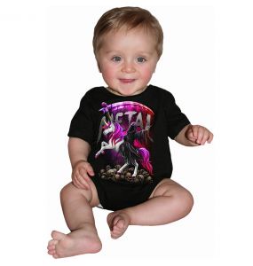 Black 'Metallicorn' Baby Sleepsuit
