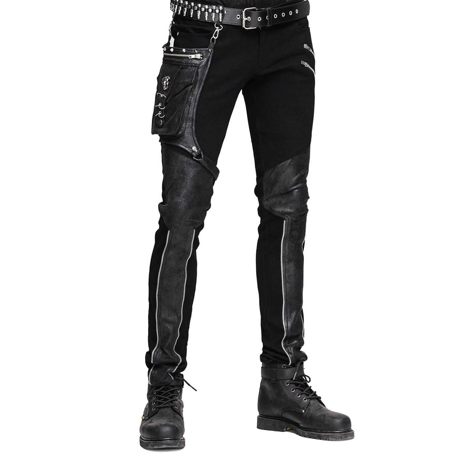 Fashion Punk Womens Leather Motorcycle Pants Vintage Skinny Pants (Silver  Black, XS) : : Clothing, Shoes & Accessories