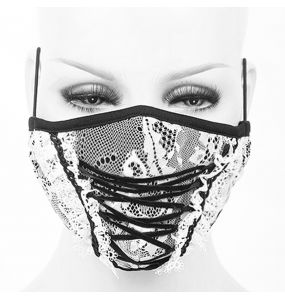 White and Black 'White Lace' Face Mask by Devil Fashion• the dark 