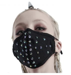 Black 'Rebellion' Face Mask with Blue Spikes