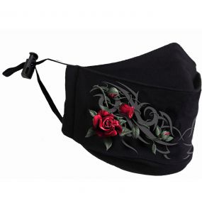 Black 'Tribal Rose' Face Mask