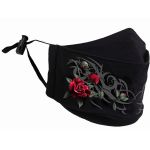 Black 'Tribal Rose' Face Mask