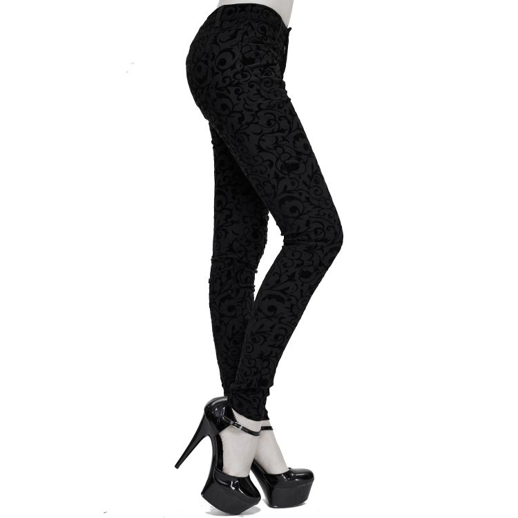 Black 'Slim Lace' Pants by Devil Fashion • the dark store™