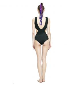 Black 'Cyber Game' Swimsuit with Spikes