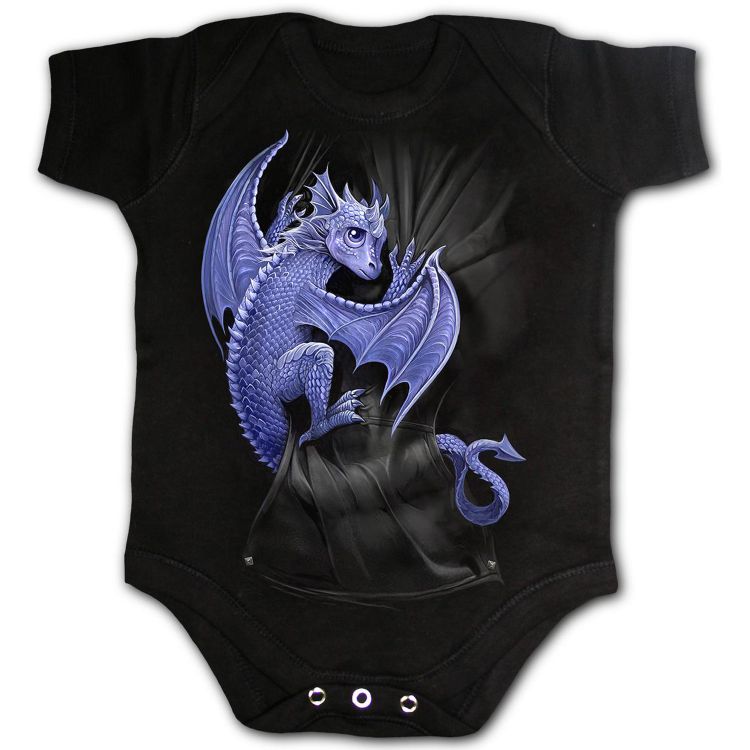 Black 'Pocket Dragon' Baby Sleepsuit