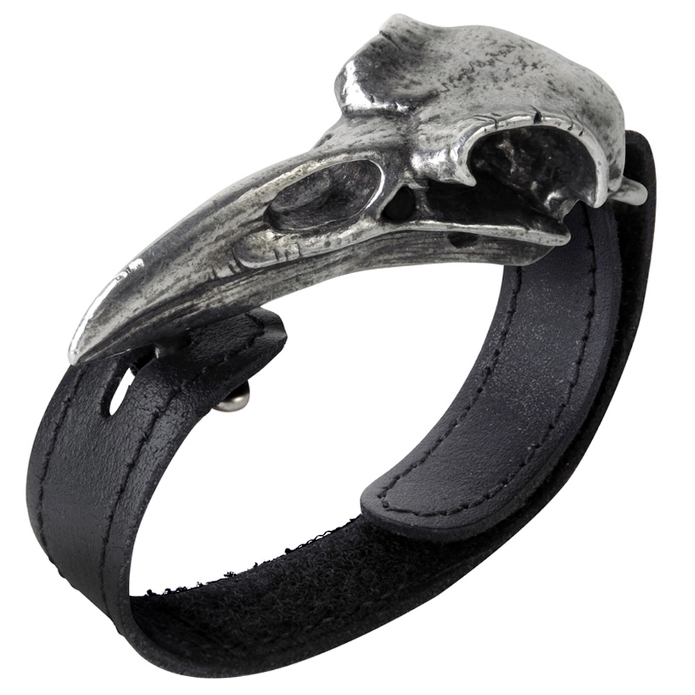 Baphomet Pentagram Black Leather Bracelet by Alchemy Gothic