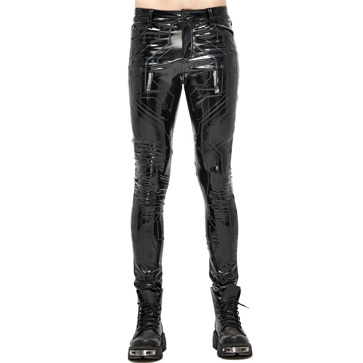 Black Glossy Faux Leather Pants by Devil Fashion • the dark store™