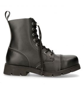 Black Vegan Leather New Rock Ranger Ankle Boots