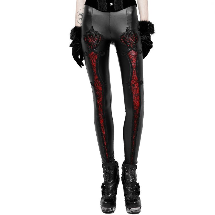 Red Gothic Punk Tights with Black Crosses
