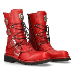 Bottes New Rock Comfort Light en Cuir Rouge