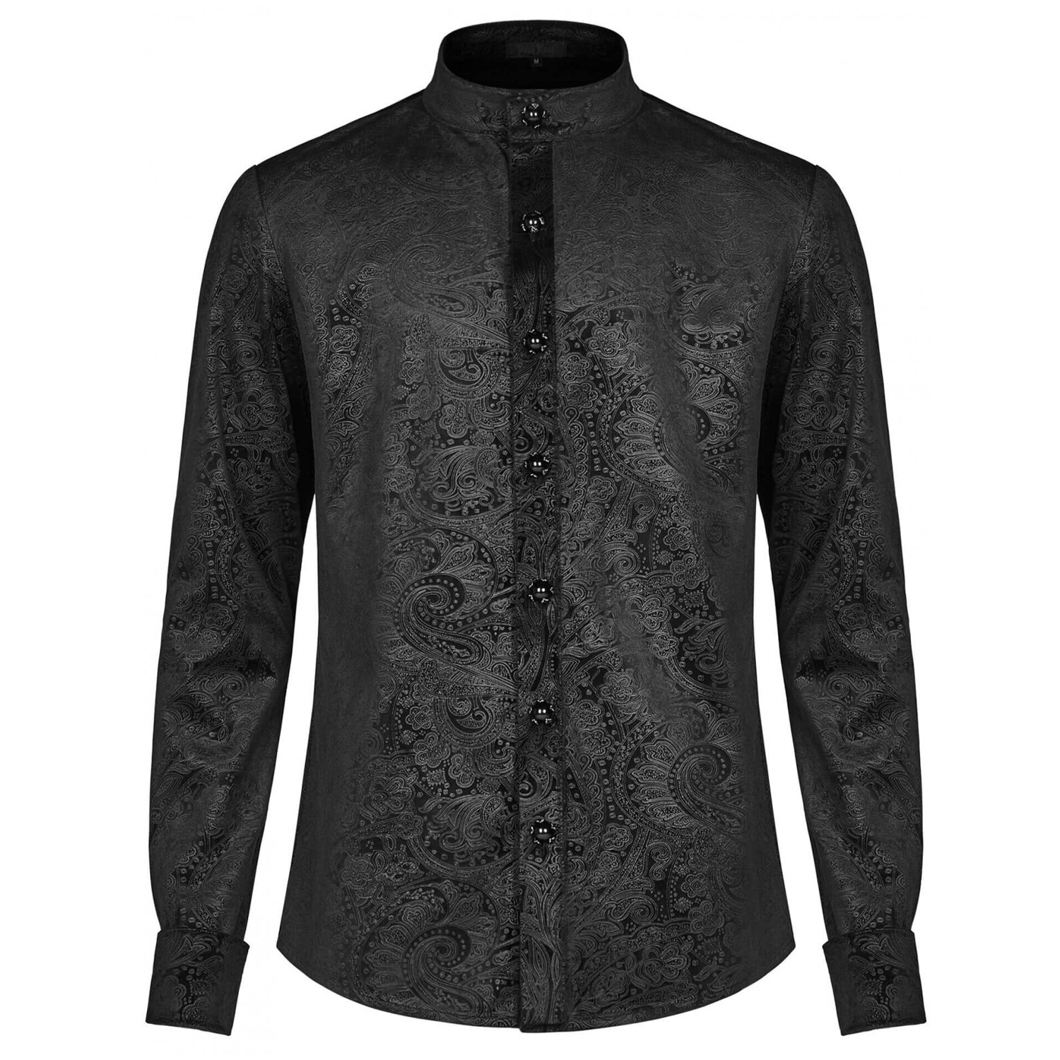 Black brocade chinese collar sleeveless blouse