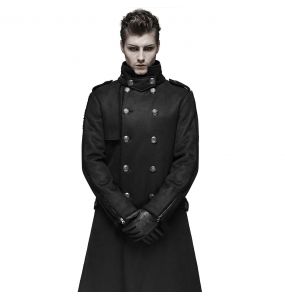 Black 'Gotham' Military Style Men's Coat by Punk Rave • the dark store™