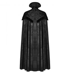 Black Long Victorian Gothic 'Illuminati' Cloak Coat