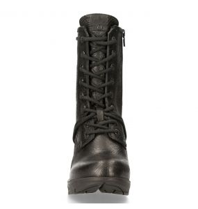 Bottines New Rock Trail en Cuir Vintage Flower Noir