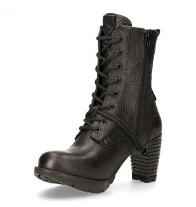 Bottines New Rock Trail en Cuir Vintage Flower Noir