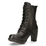 Bottines New Rock Trail en Cuir Vintage Flower Noir