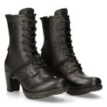 Bottines New Rock Trail en Cuir Vintage Flower Noir