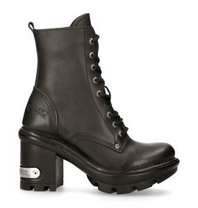 Black Leather New Rock Neotyre Ankle Boots