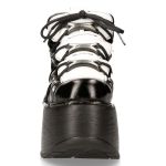 Black and White Leather New Rock Marte Platform Shoes