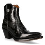 Black Antik and Pyton Leather New Rock Ankle Boots