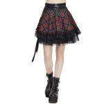 Jupe 'Punk Lace Up' en Tartan et Simili Cuir