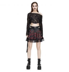 Jupe 'Punk Lace Up' en Tartan et Simili Cuir