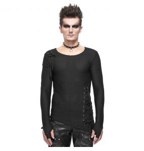 Black 'Titan' Asymmetric Long Sleeves T-Shirt