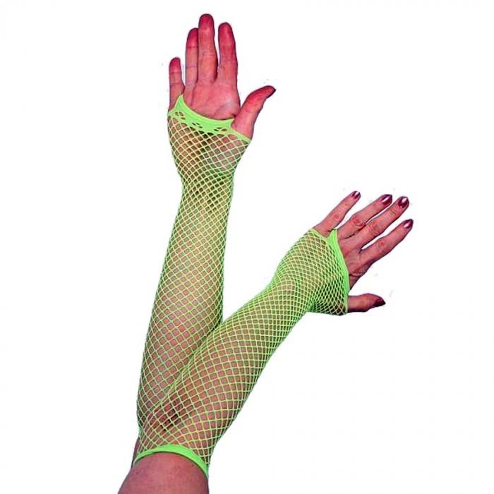 Green Fishnet Long Gloves by Queen of Darkness • The Dark Store™