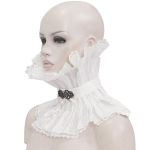White Pleated Unisex Stand Collar