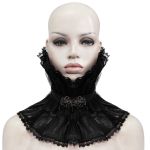 Black Pleated Unisex Stand Collar