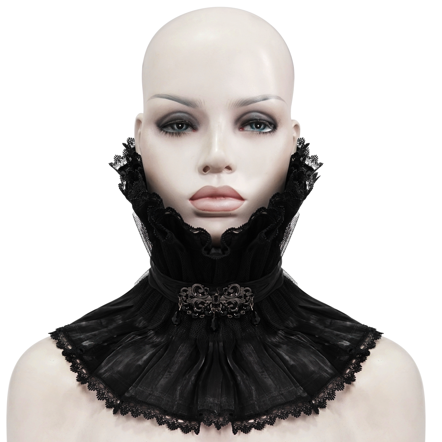 Collar Black Tulle Ruffle Elizabethan High Collar Vampire Neck