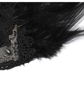 Black 'Drocku' Fan with Feathers