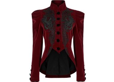 Red 'Dark Doll' Velvet Gothic Jacket