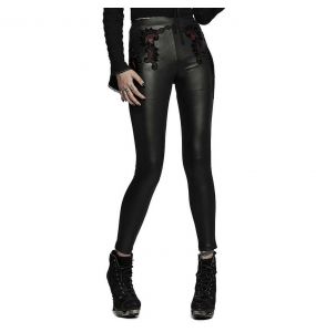 Ready to Ship: Size Medium Black Side Lace-up Leggings 28 Inseam Black  Athletic Poly Spandex Corset Stretch Pants Goth 