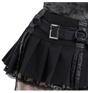 Mini Jupe Plissée 'Punk Decadent' Noire