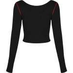 Black and Red 'Katell' Long Sleeves Crop Top