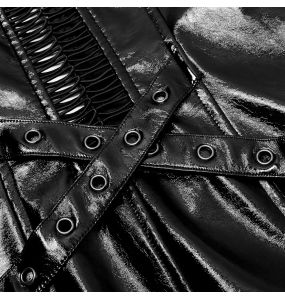 Black Glossy Vegan Leather 'Dark Fetish' Mini Dress
