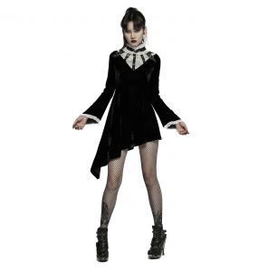 Black Velvet and White Lace 'Ishtar' Mini Dress