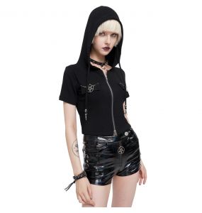 Black 'Pentagram' Hoodie Top