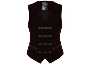 Dark Red Brocade 'Poison Ivy' Victorian Vest