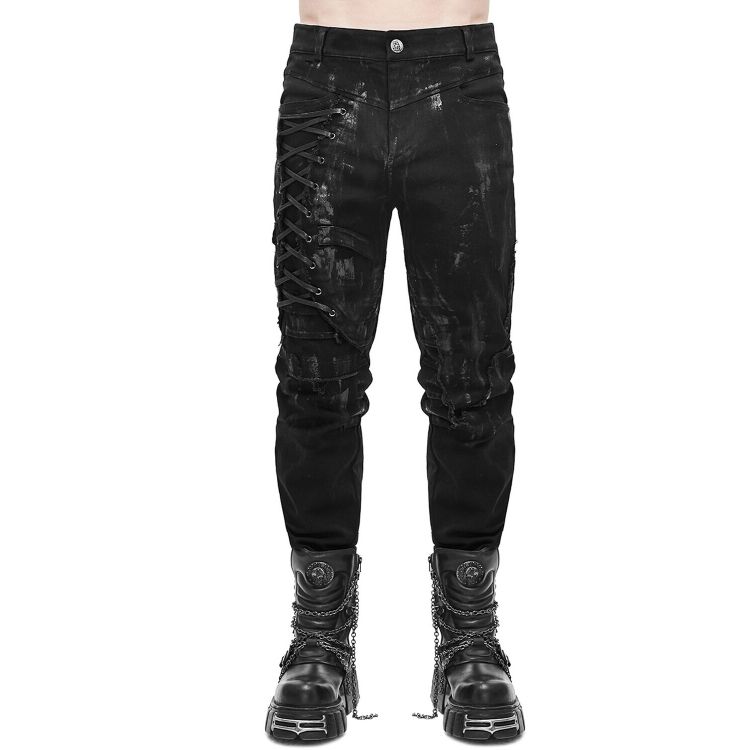 Devil Fashion Black Gothic Punk Metal Long Pants for Men 