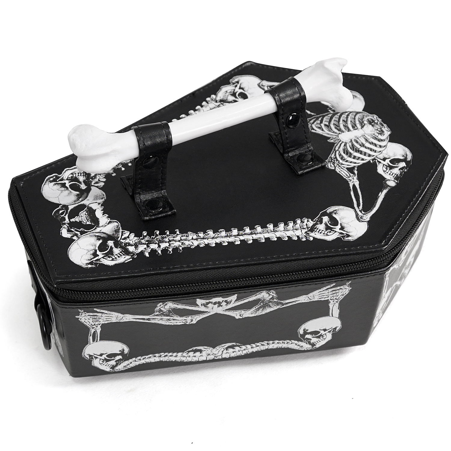 Lost Queen Goth Punk Handbag - Black with Handcuff & Skull Charms in 2023