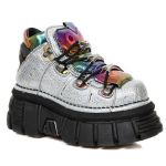 Silver and Multicolored New Rock Metallic Shoes