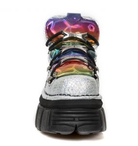 Silver and Multicolored New Rock Metallic Shoes