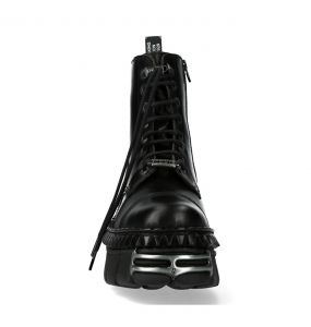 Black Leather New Rock Wall Ankle Boots